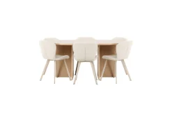 Venture Home Spisegrupper-Spisegruppe Strada Rund 120/170 cm Hvit med Lilja Stoler 6 stk Whitewash