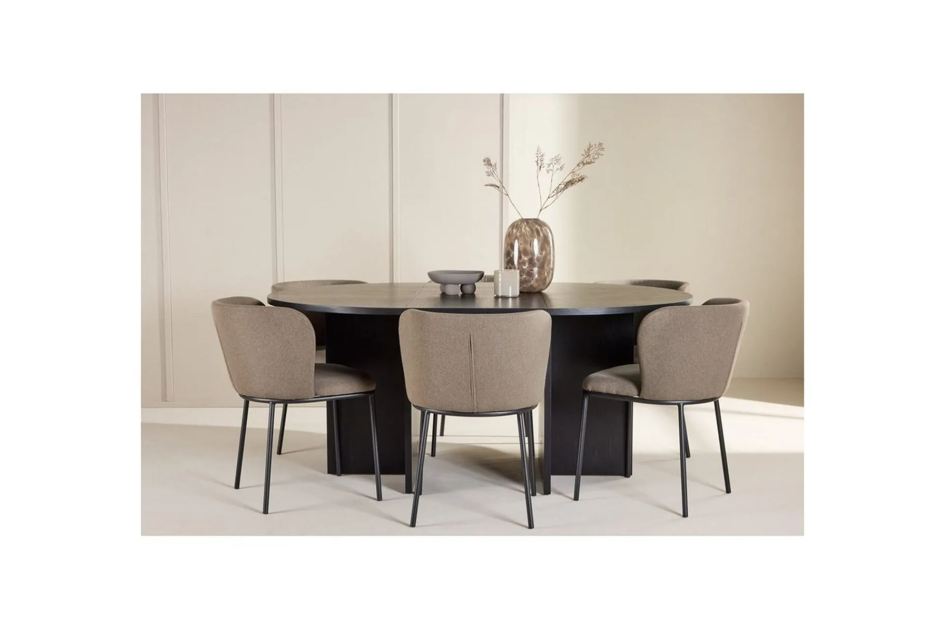 Venture Home Spisegruppe Strada Rundt 120/170 cm med Edina Stoler 6 stk, / Brun