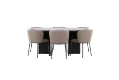 Venture Home Spisegruppe Strada Rundt 120/170 cm med Edina Stoler 6 stk, / Brun