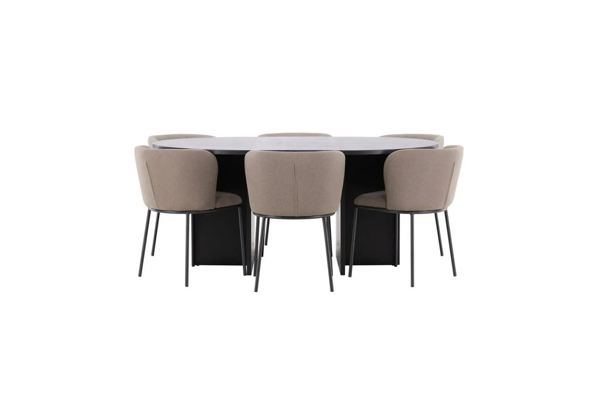 Venture Home Spisegruppe Strada Rundt 120/170 cm med Edina Stoler 6 stk, / Brun