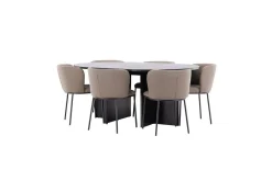 Venture Home Spisegruppe Strada Rundt 120/170 cm med Edina Stoler 6 stk, / Brun