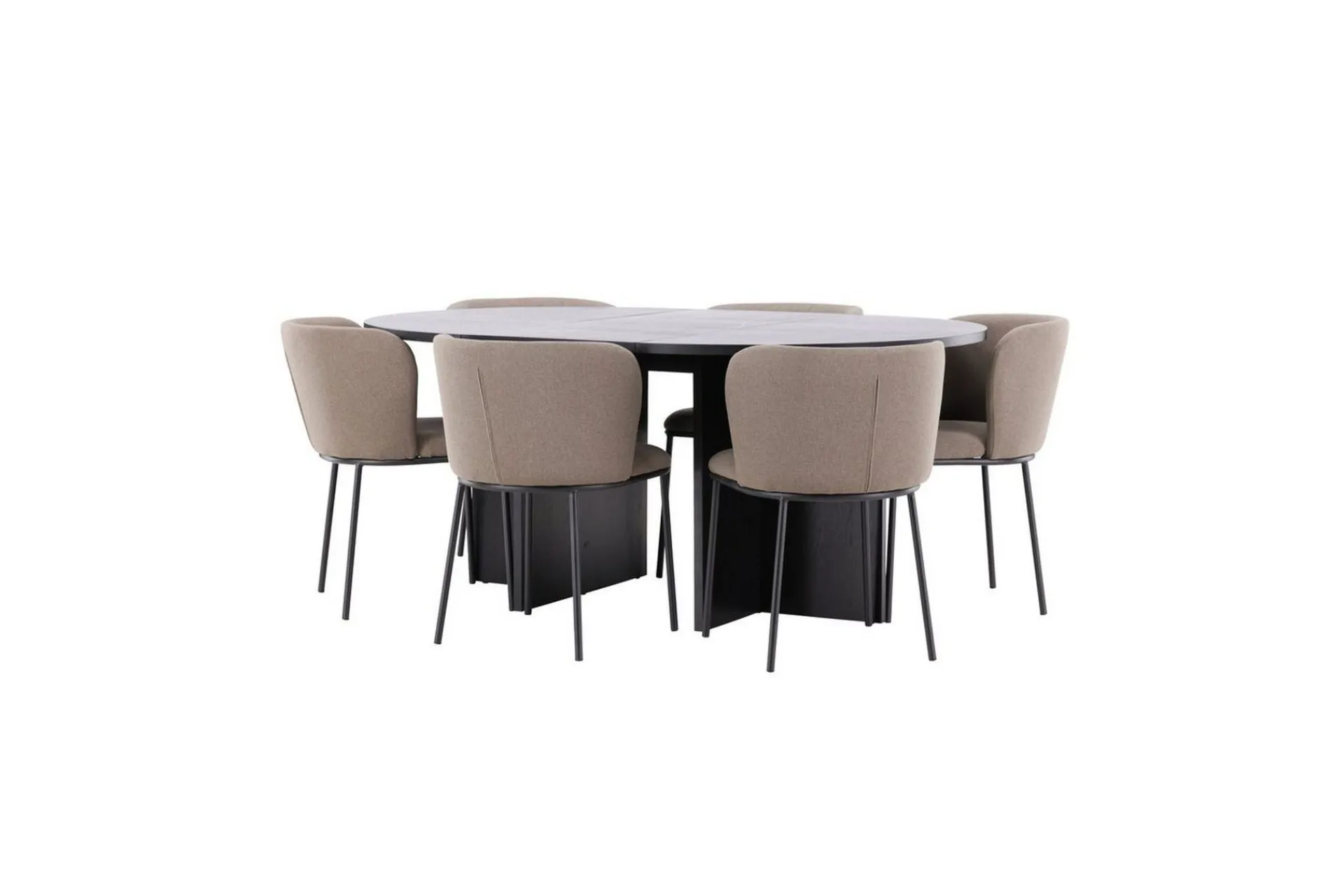 Venture Home Spisegruppe Strada Rundt 120/170 cm med Edina Stoler 6 stk, / Brun