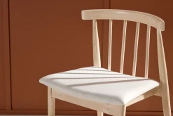 Spisestoler & Kjøkkenstoler-Spisestol uten armlener Peach Flora spisestol - -ben / Beige stoff Hvitvasket Whitewash