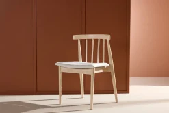 Spisestoler & Kjøkkenstoler-Spisestol uten armlener Peach Flora spisestol - -ben / Beige stoff Hvitvasket Whitewash