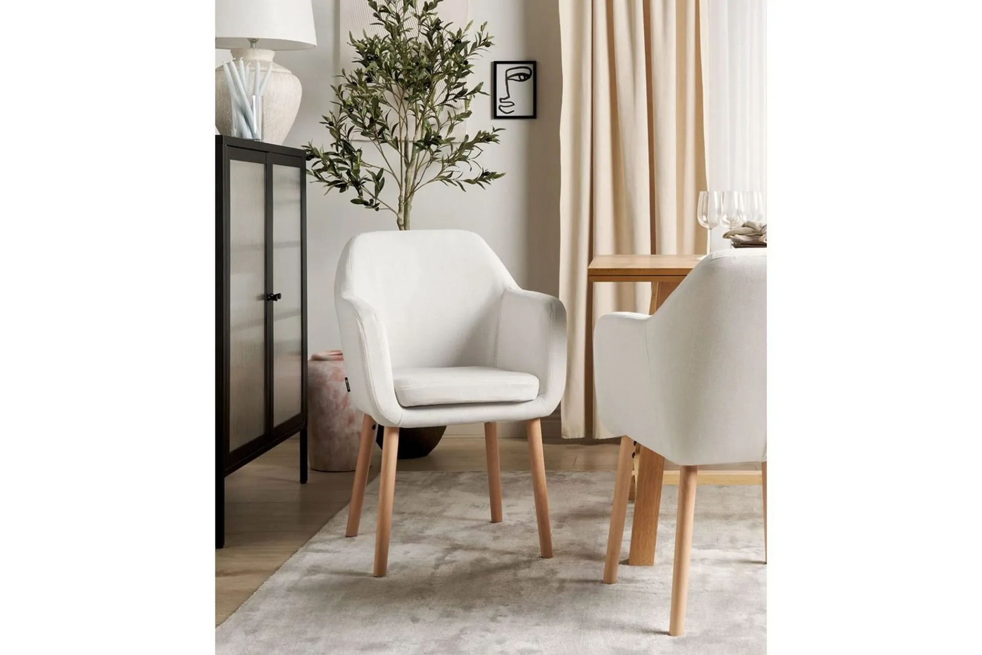 Karmstoler-Spisestol Yorkville ll Hvit,Brun