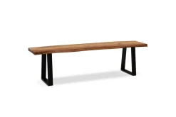 Wohnling Entrebenk|Benk-Spisestuebenk Massivt tre med metallben trekant landlig stil Svart, Rett, 160 cm Lyse brun,Svart