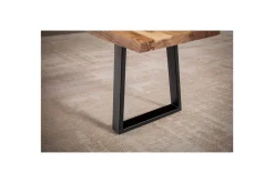 Wohnling Entrebenk|Benk-Spisestuebenk Massivt tre med metallben trekant landlig stil Svart, Rett, 160 cm Lyse brun,Svart