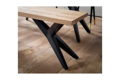 Wohnling Spisestuebenk massivt tre moderne loftstil med metallben 175 cm