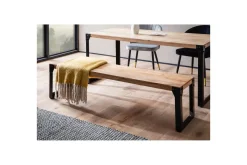 Wohnling Entrebenk|Benk-Spisestuebenk massivt tre industriell stil med metallbein 140 cm Lyse brun,Svart