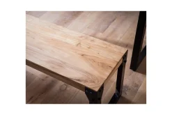 Wohnling Entrebenk|Benk-Spisestuebenk massivt tre industriell stil med metallbein 140 cm Lyse brun,Svart