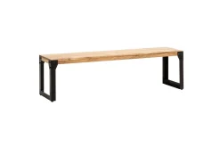Wohnling Entrebenk|Benk-Spisestuebenk massivt tre industriell stil med metallbein 140 cm Lyse brun,Svart