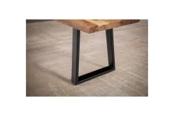 Wohnling Spisestuebenk Massivt tre med metallben trekant landlig stil Svart, Rett, 180 cm