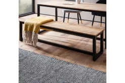 Wohnling Spisestuebenk massivt tre industriell loft stil med metallbein 120 cm