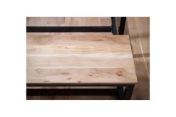 Wohnling Spisestuebenk massivt tre industriell loft stil med metallbein 120 cm