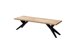 Wohnling Spisestuebenk massivt tre moderne loftstil med metallben 160 cm