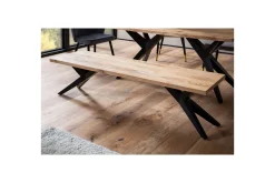 Wohnling Spisestuebenk massivt tre moderne loftstil med metallben 160 cm