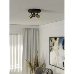 Spotlights & Downlights-Spotlight Consuma Rund med 3 Lamper Svart,Børstet Messing