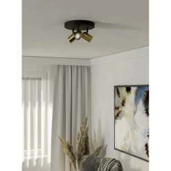Spotlights & Downlights-Spotlight Consuma Rund med 3 Lamper Svart,Børstet Messing