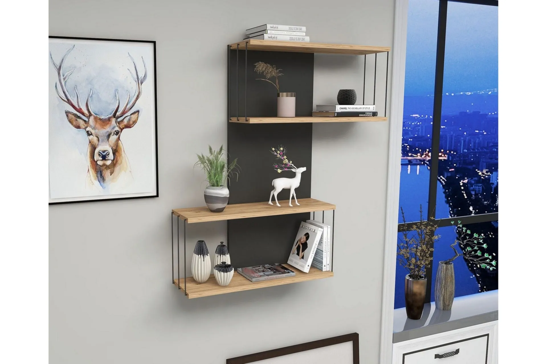 Vegghylle-Sringer Vegghylle 19x65 cm Natur,Antracit
