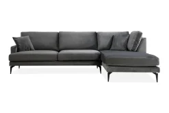 Sofa Med Sjeselong-Stacker Hjørnesofa med Divan Høyre Svart