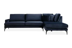 Velour Sofa & Fløyel Sofa|Sofa Med Sjeselong-Stacker Hjørnesofa med Divan Høyre Blå