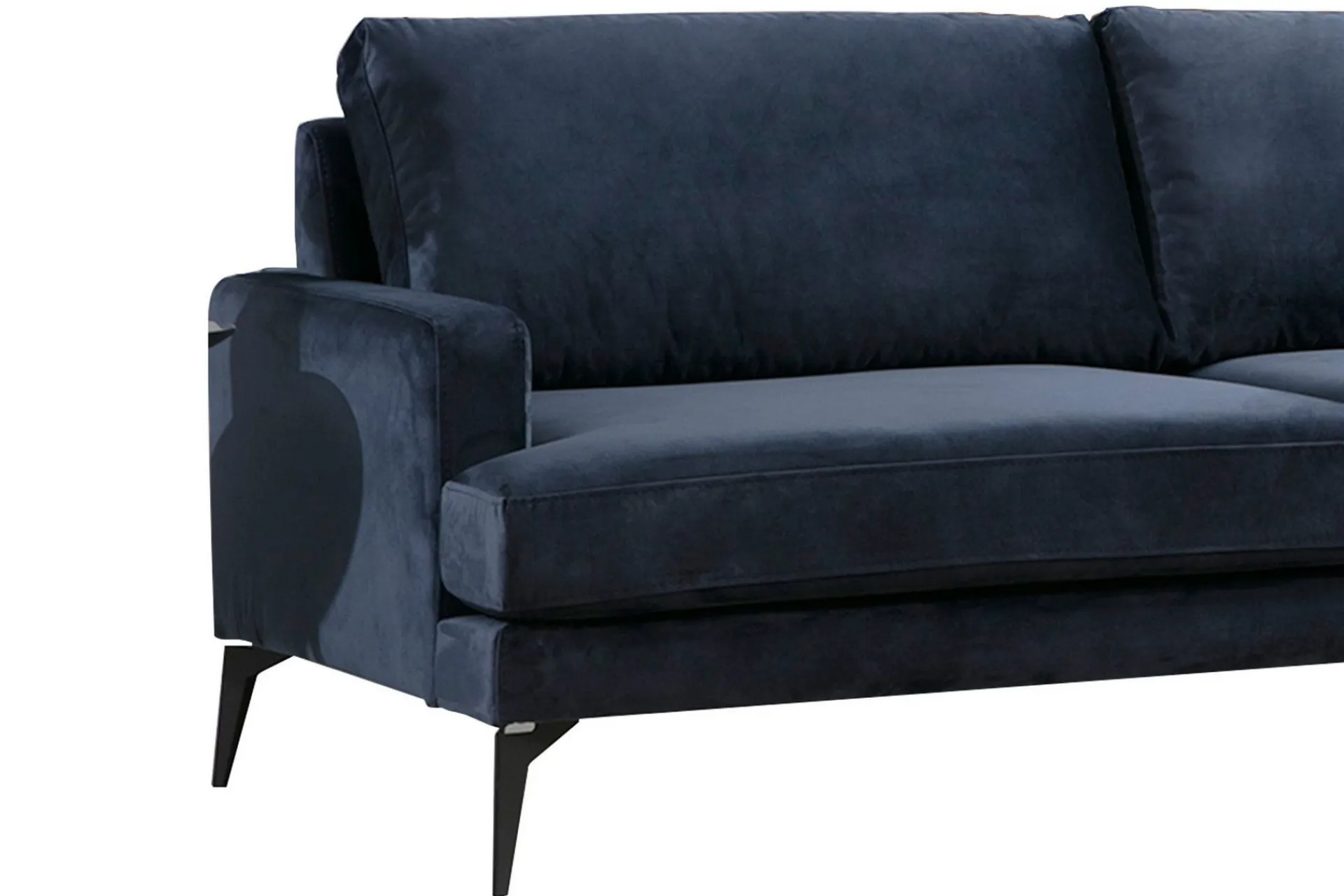 Velour Sofa & Fløyel Sofa|Sofa Med Sjeselong-Stacker Hjørnesofa med Divan Høyre Blå