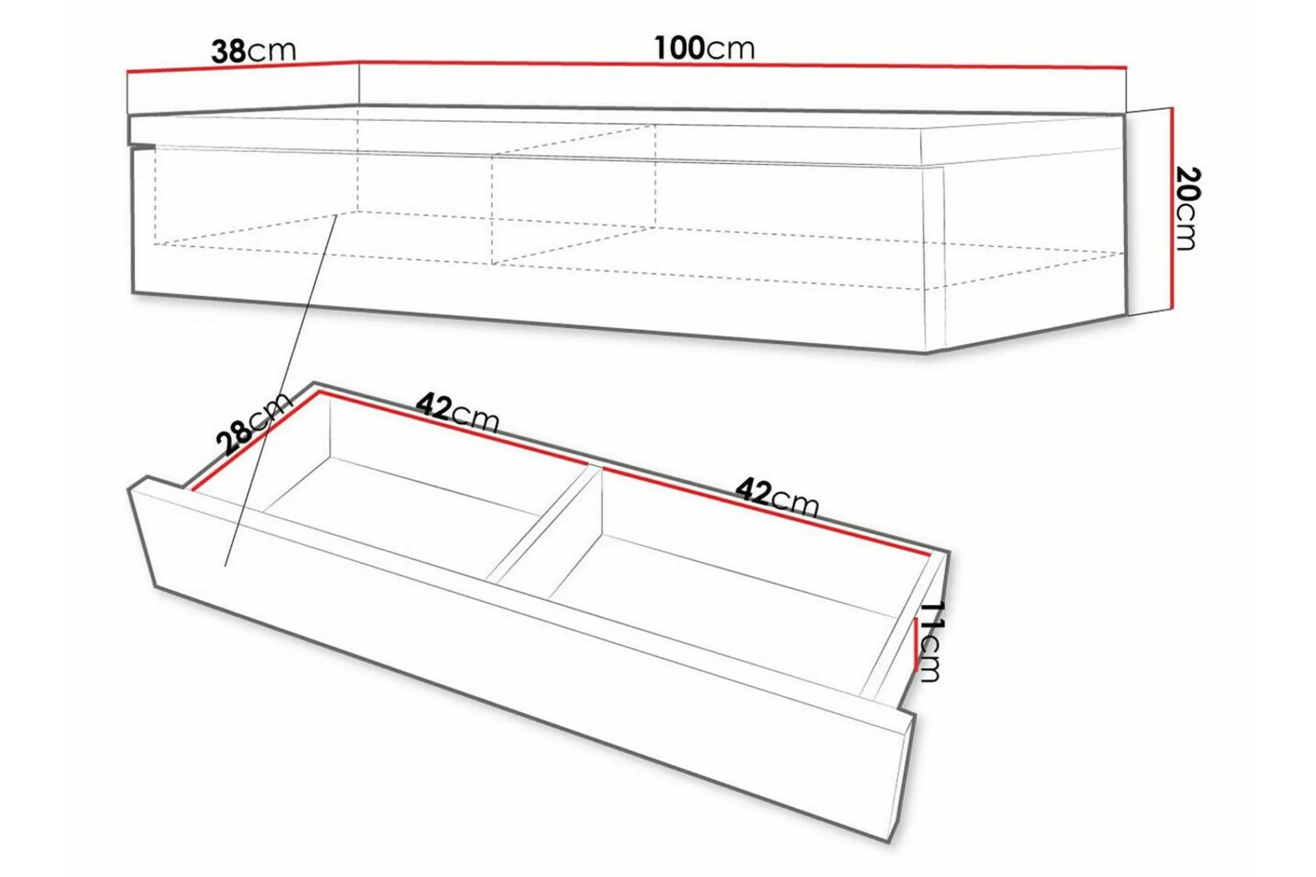 Sminkebord & Toalettbord-Staffin Sminkespeil 100x38 cm Svart