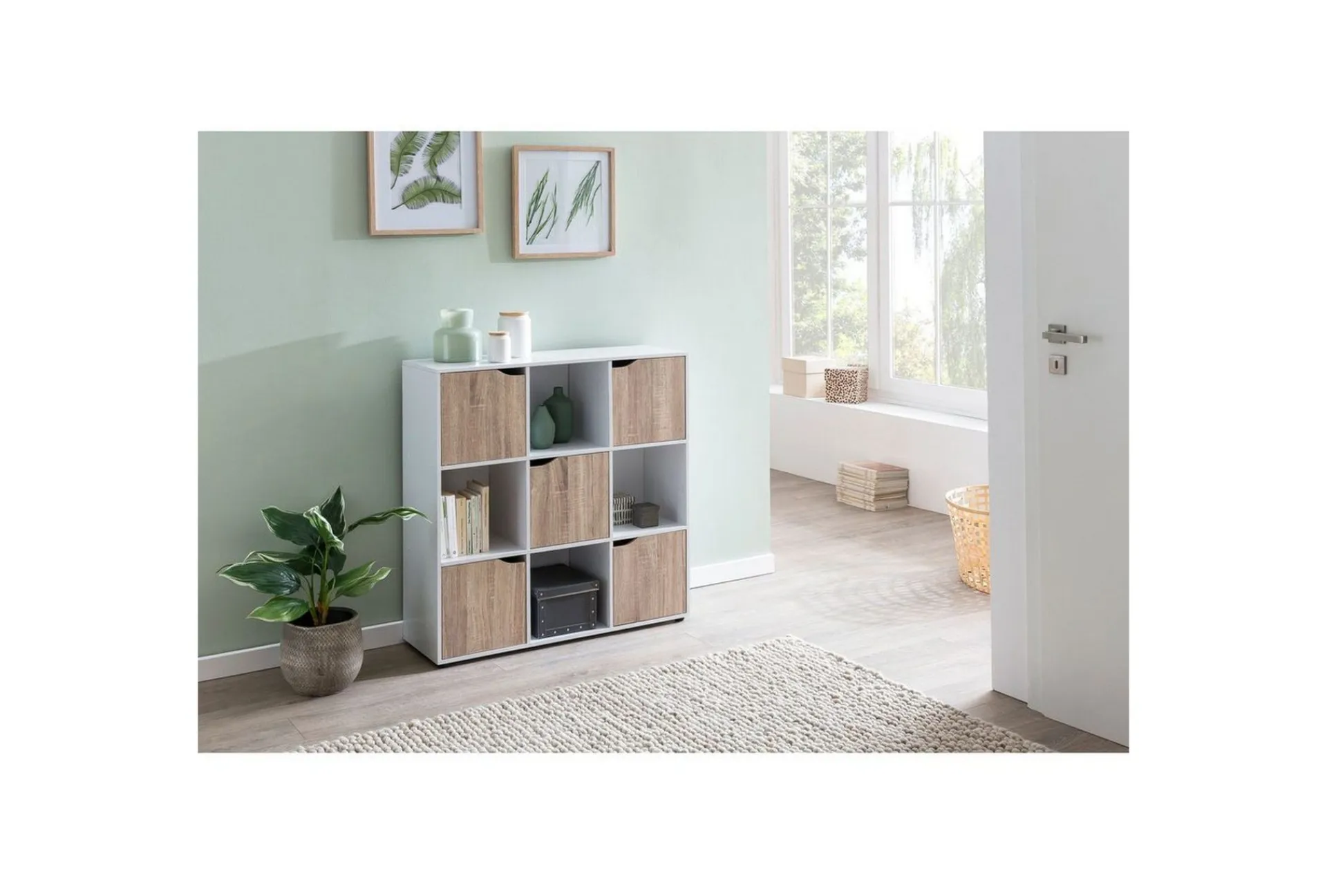 Wohnling Sideboard & Skjenker-Stående hylle Massa Melaminbelagt Sponplate med Oppbevaringsplass 5 Dører Moderne Hvit