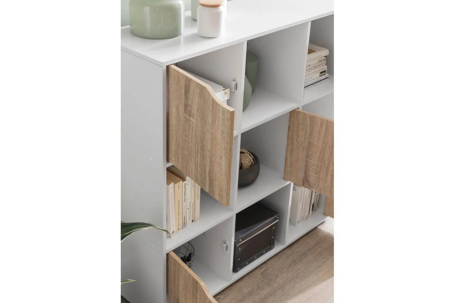 Wohnling Sideboard & Skjenker-Stående hylle Massa Melaminbelagt Sponplate med Oppbevaringsplass 5 Dører Moderne Hvit