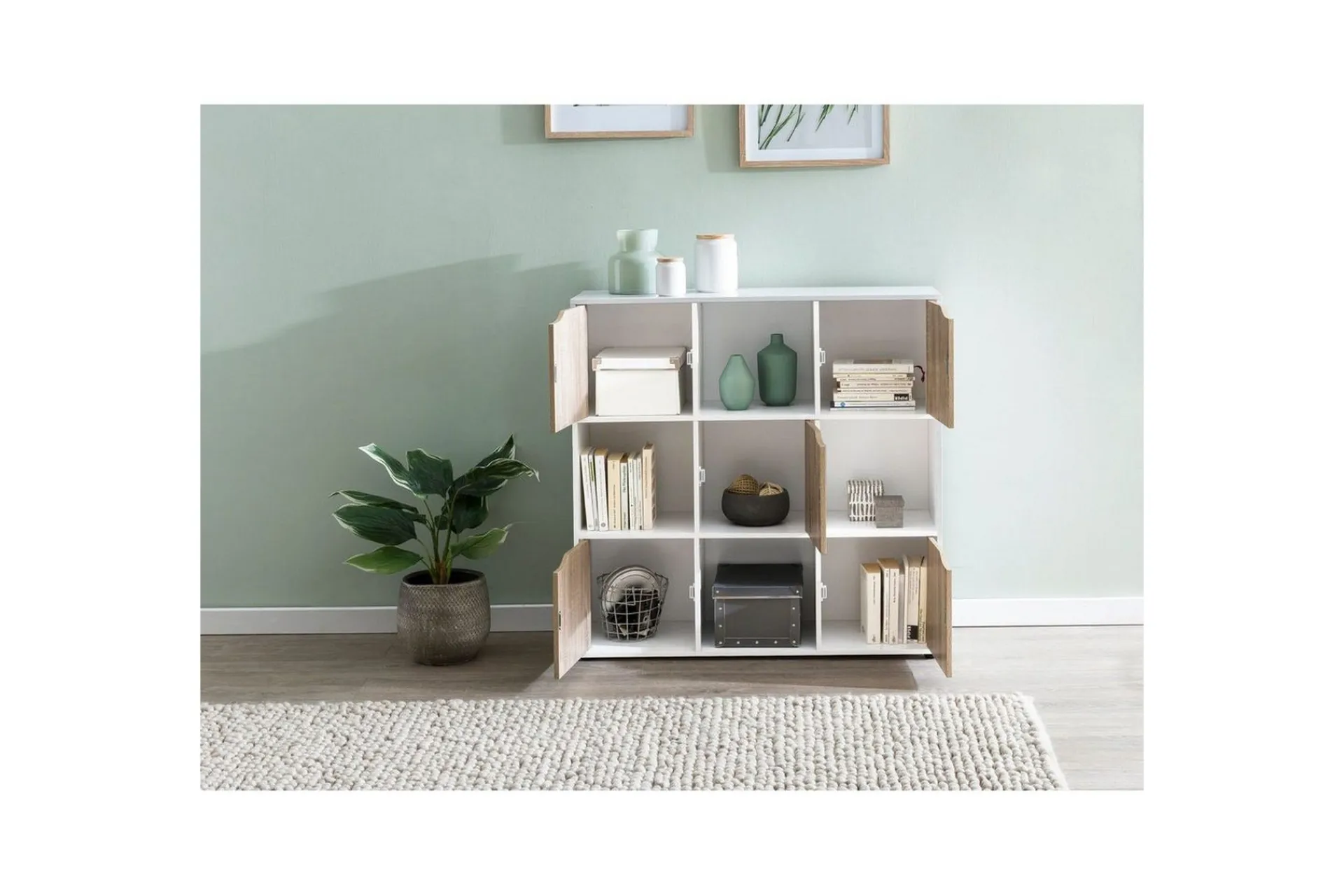 Wohnling Sideboard & Skjenker-Stående hylle Massa Melaminbelagt Sponplate med Oppbevaringsplass 5 Dører Moderne Hvit