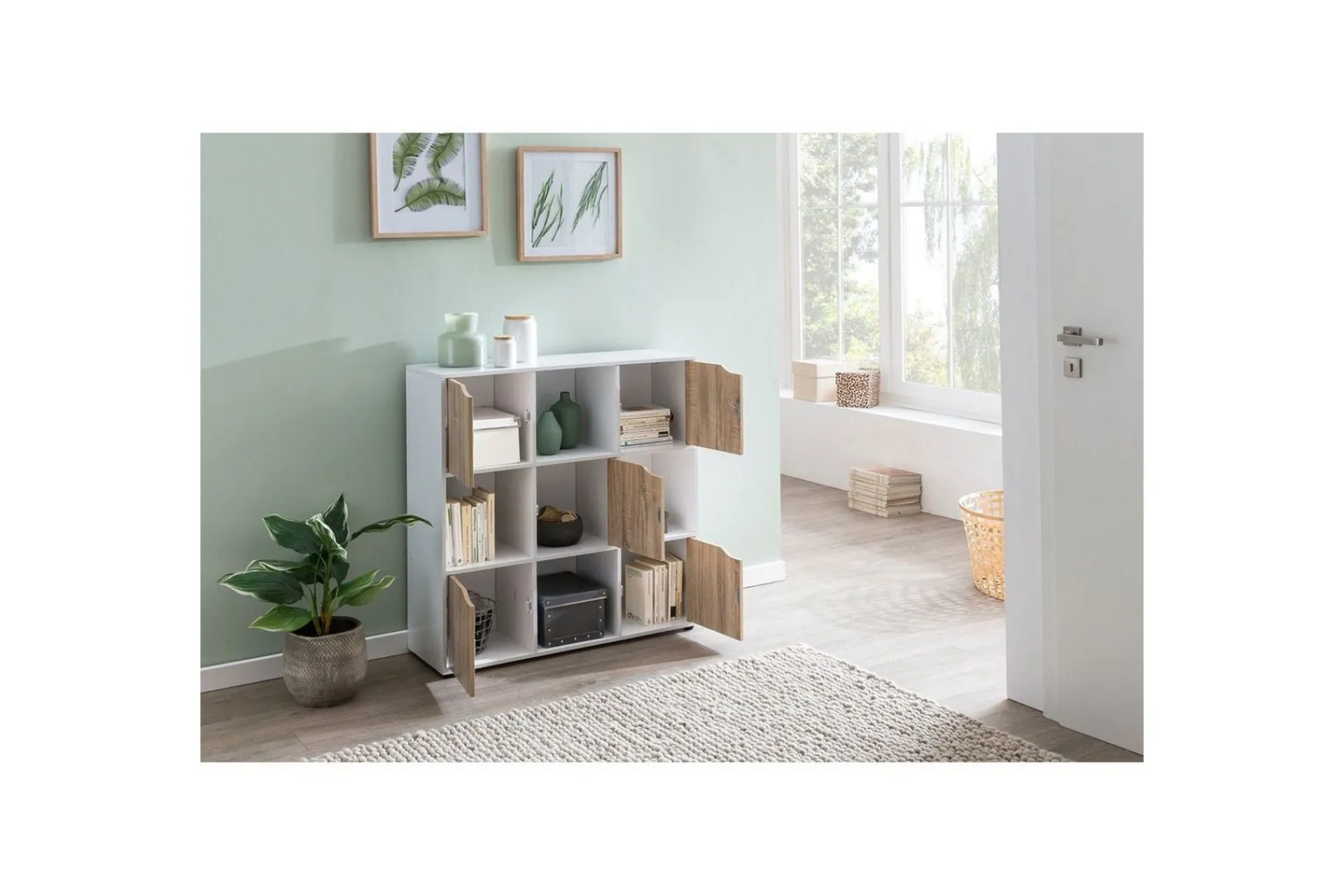 Wohnling Sideboard & Skjenker-Stående hylle Massa Melaminbelagt Sponplate med Oppbevaringsplass 5 Dører Moderne Hvit