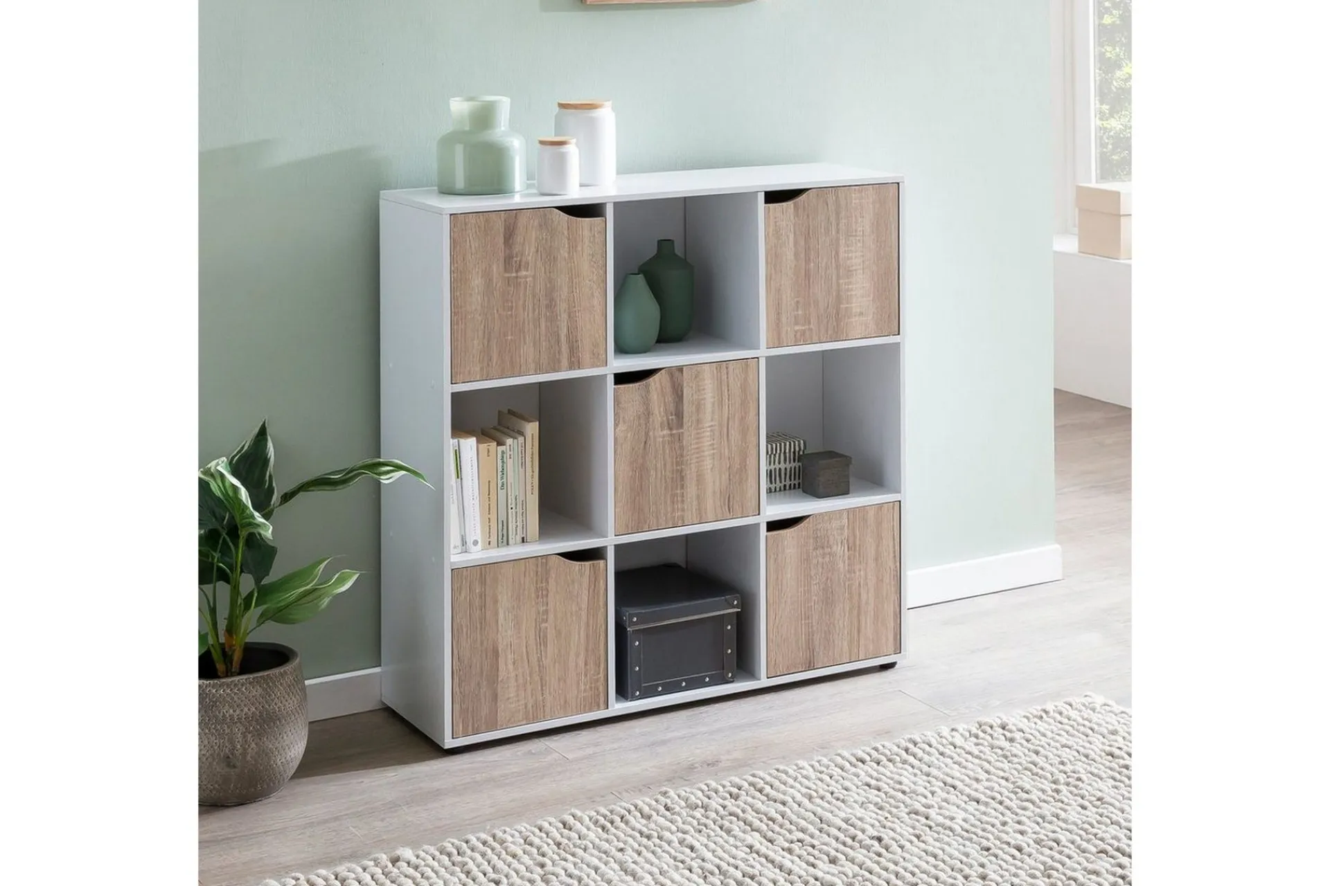 Wohnling Sideboard & Skjenker-Stående hylle Massa Melaminbelagt Sponplate med Oppbevaringsplass 5 Dører Moderne Hvit