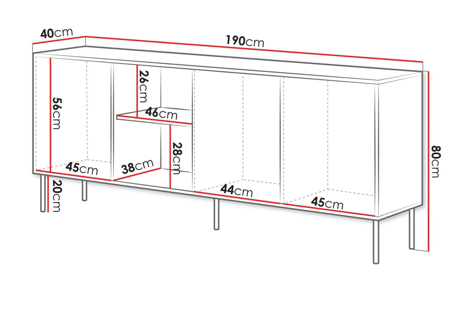 Sideboard & Skjenker-Stintino Skjenk 190x40 cm Svart,Brun