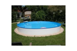 Planet Pool Basseng-Stålveggspool Premium Rund Ø 3,5 m, Persia Blå, 1,2 m Hvit