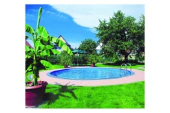 Planet Pool Basseng-Stålveggspool Premium Rund Ø 3,5 m, Persia Blå, 1,2 m Hvit