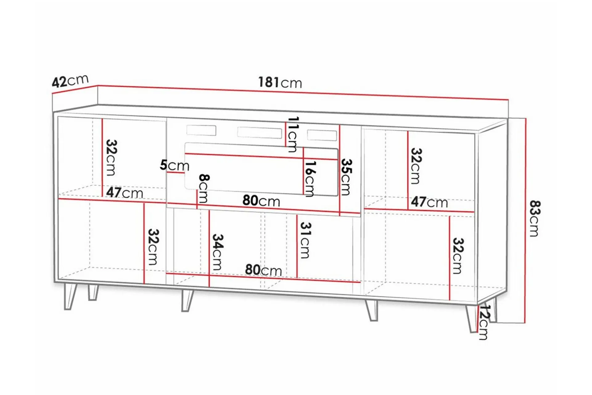 Scandinavian Choice Oppbevaringsskap|Skap-Strontian Highboard Grey