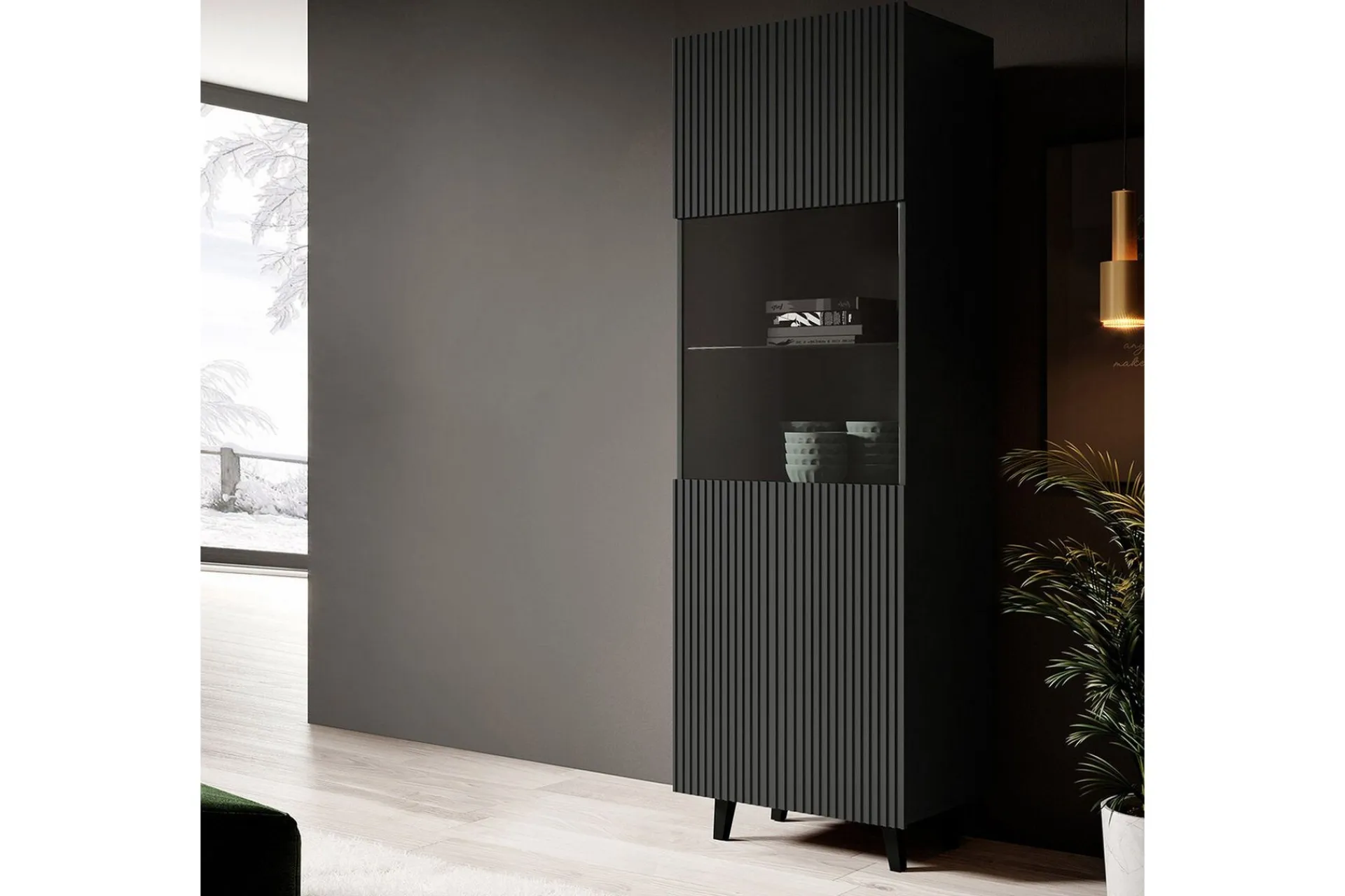 Scandinavian Choice Strontian Vitrinskåp 183 cm Anthracite/Black