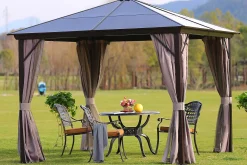 Paviljonger-Sunsetia Paviljong 300x300x267 cm Polykarbonattak Brun,Beige