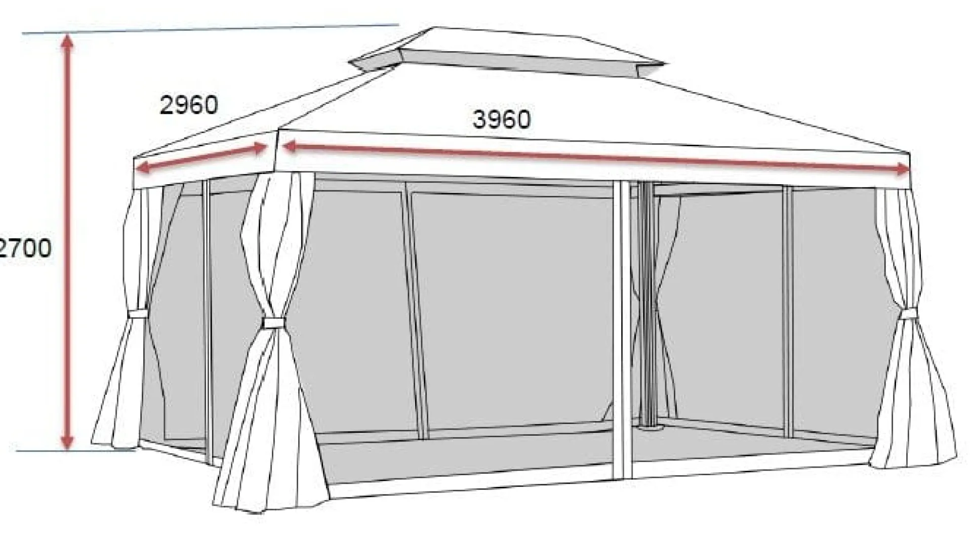 Paviljonger-SUNSET Paviljong 3×4 m Grå