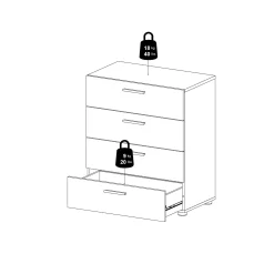 Tvilum Gangoppbevaring|Kommode-Suntia Kommode med 4 skuffer 70x40x82 cm Hvit