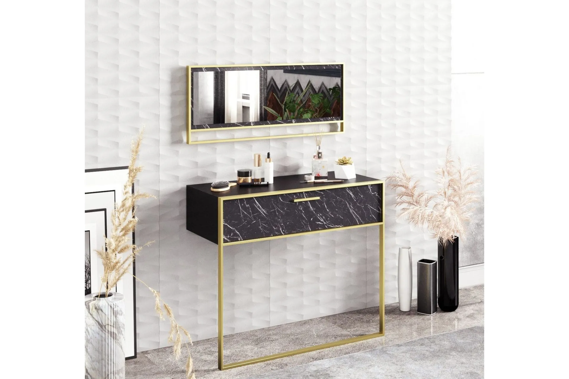 Sideboard & Skjenker-Susia Sideboard 90 cm Svart,Gull