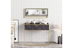 Sideboard & Skjenker-Susia Sideboard 90 cm Svart,Gull