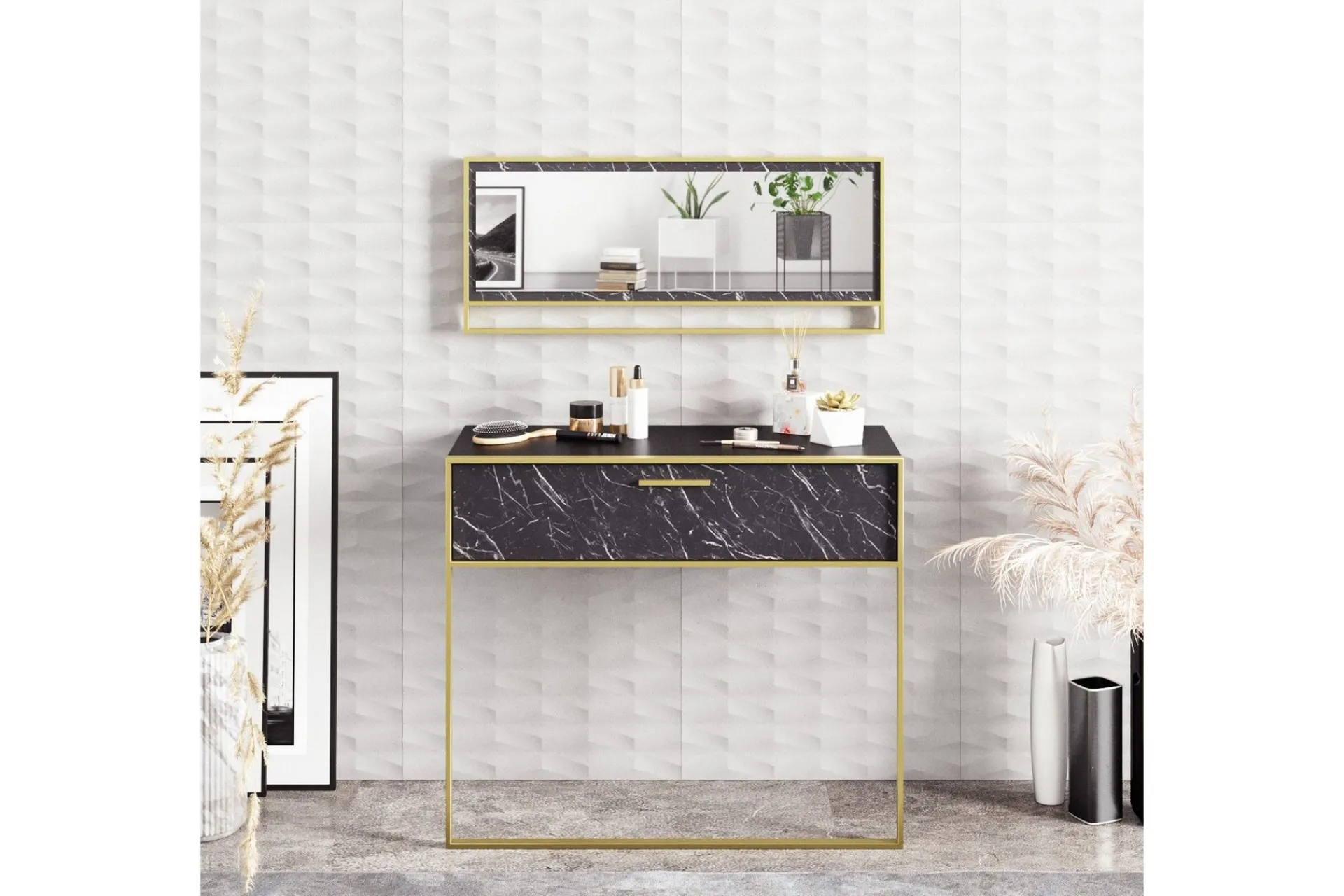 Sideboard & Skjenker-Susia Sideboard 90 cm Svart,Gull