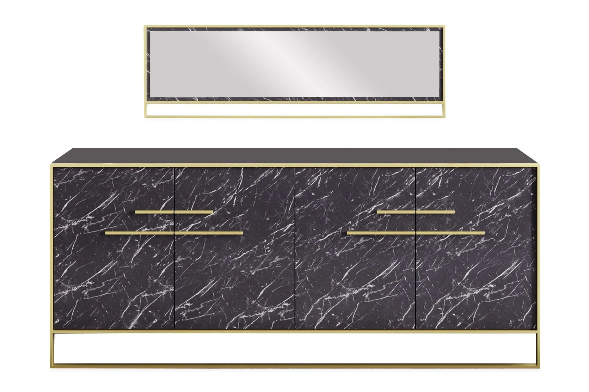 Sideboard & Skjenker-Susia Sidebord 180 cm Svart,Gull
