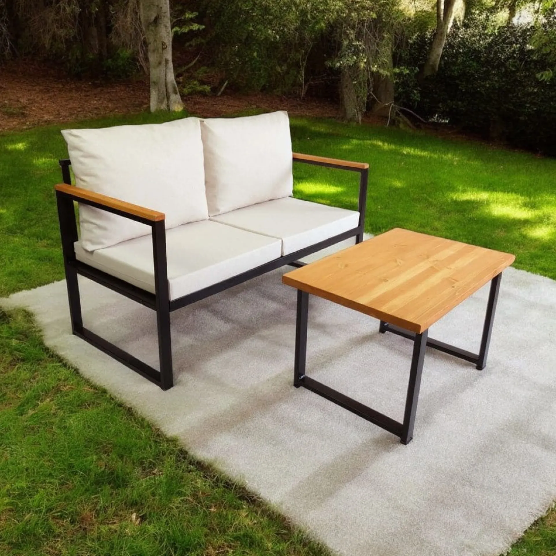 Loungesett|Loungesett-Sylros 2-seters Sofagruppe Utendørs Beige
