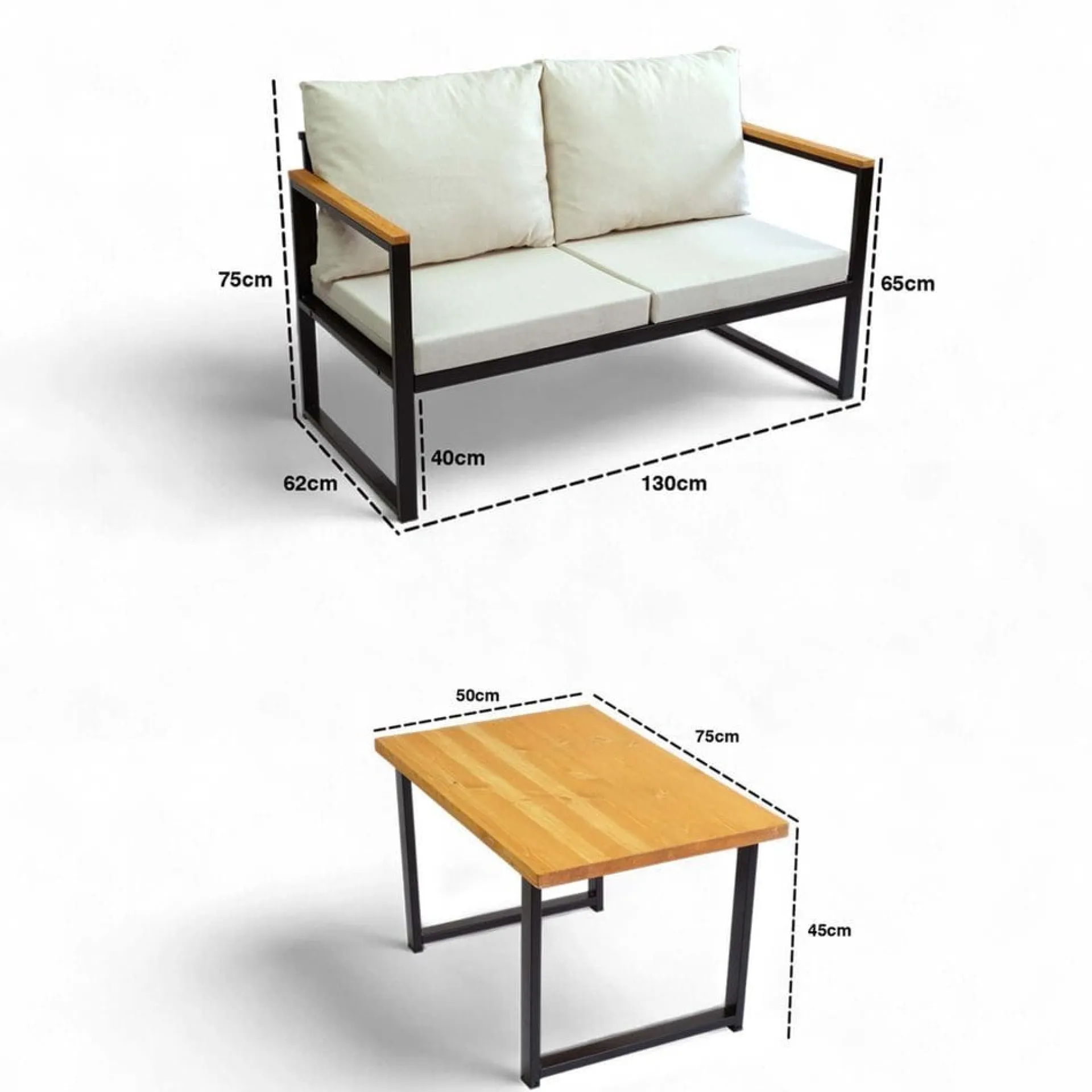 Loungesett|Loungesett-Sylros 2-seters Sofagruppe Utendørs Beige
