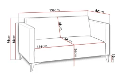 2 Seter Sofa-Szafir 2-seter Sofa 82x136 cm Los 2