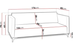 Szafir 3-seter Sofa 82x176 cm