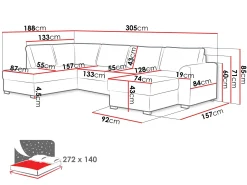 Sovesofaer-Taberk 5-seters U-sofa med Divan Høyre Beige