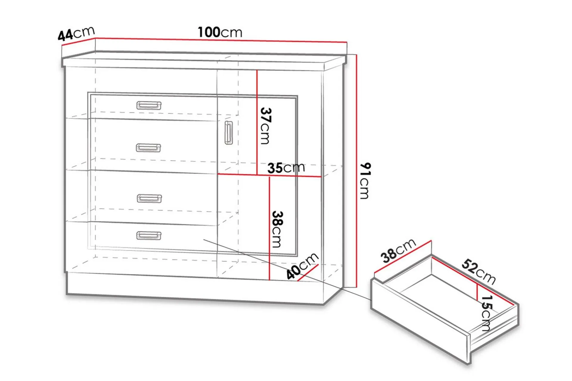 Tadeusz Kommode 100x44x90 cm